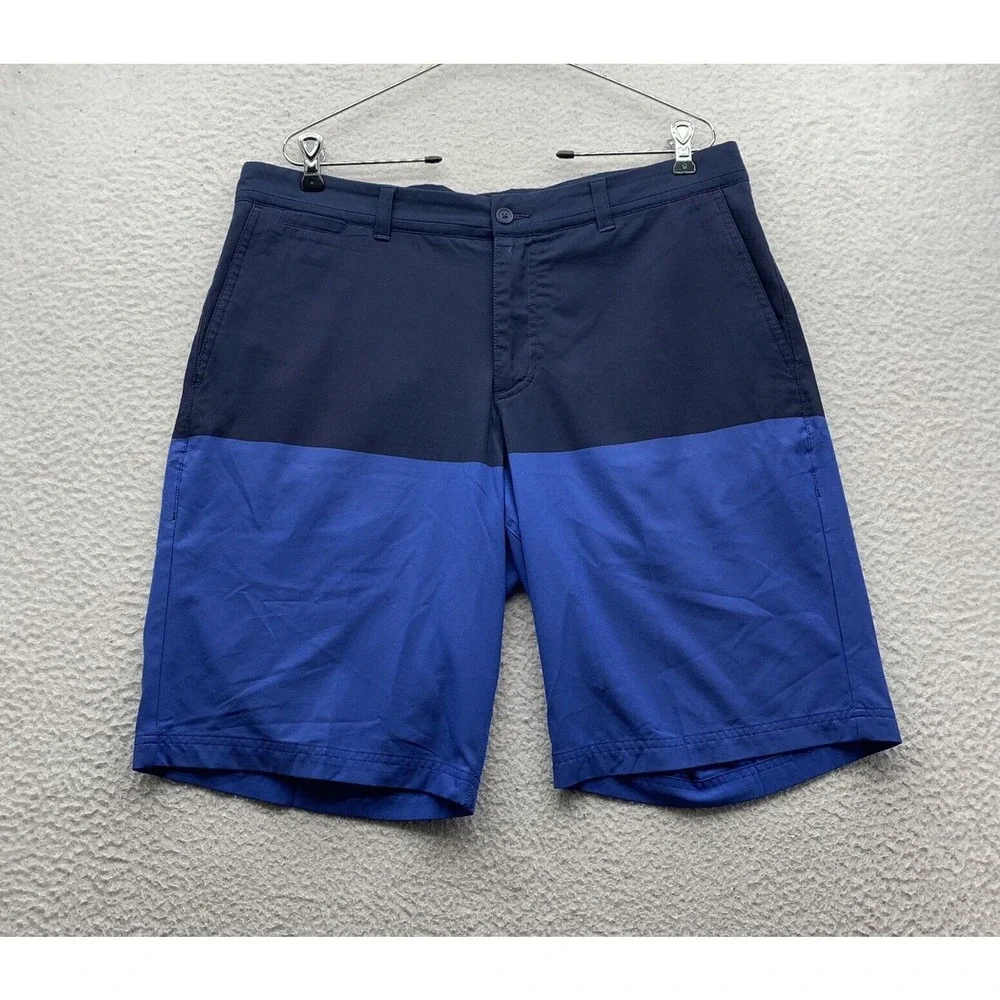 Nike Golf Shorts Mens 37x11 (Tag 34) Standard Fit Chino‎ Wicking Blue Colorblock